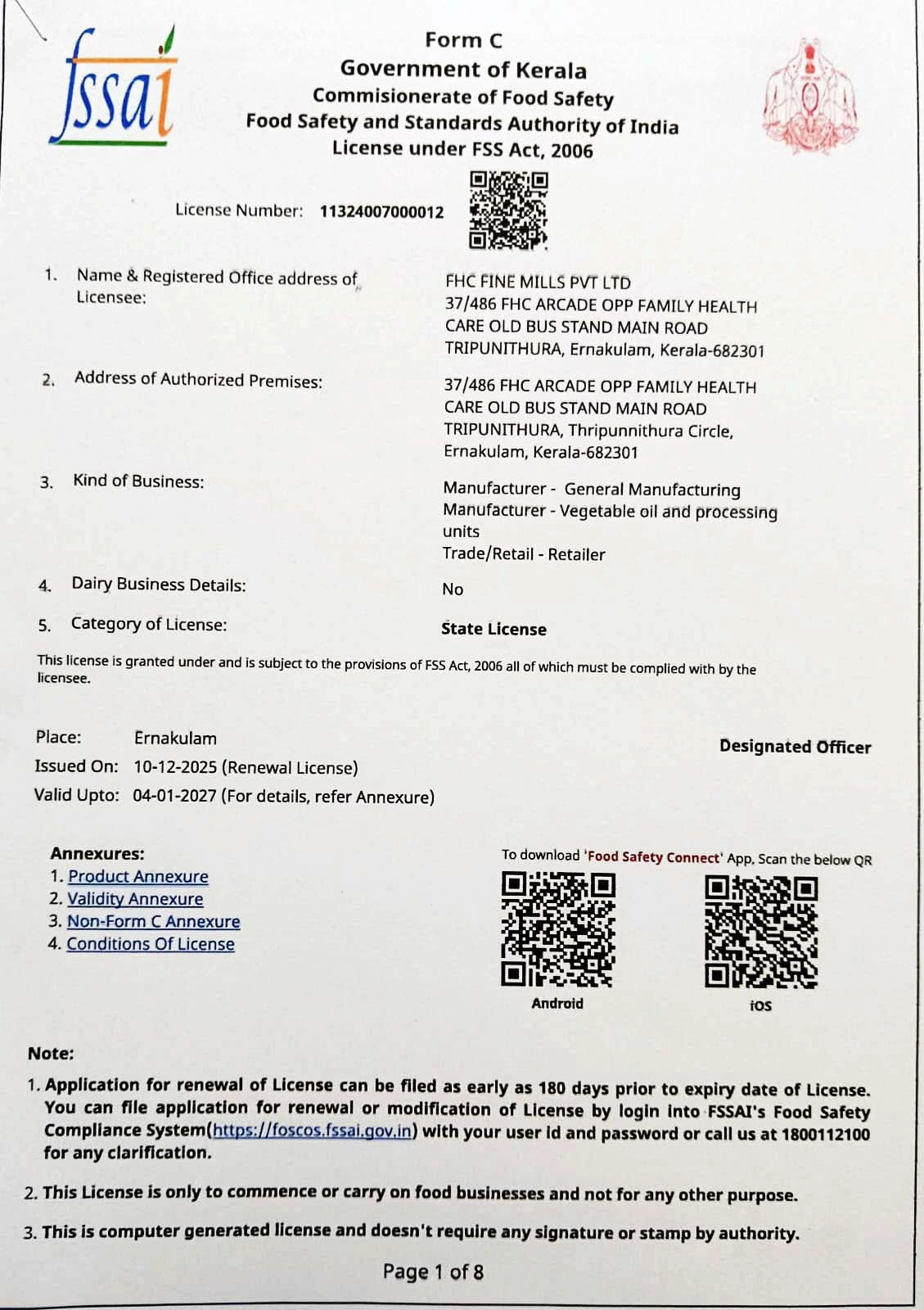 FSSAI Certificate